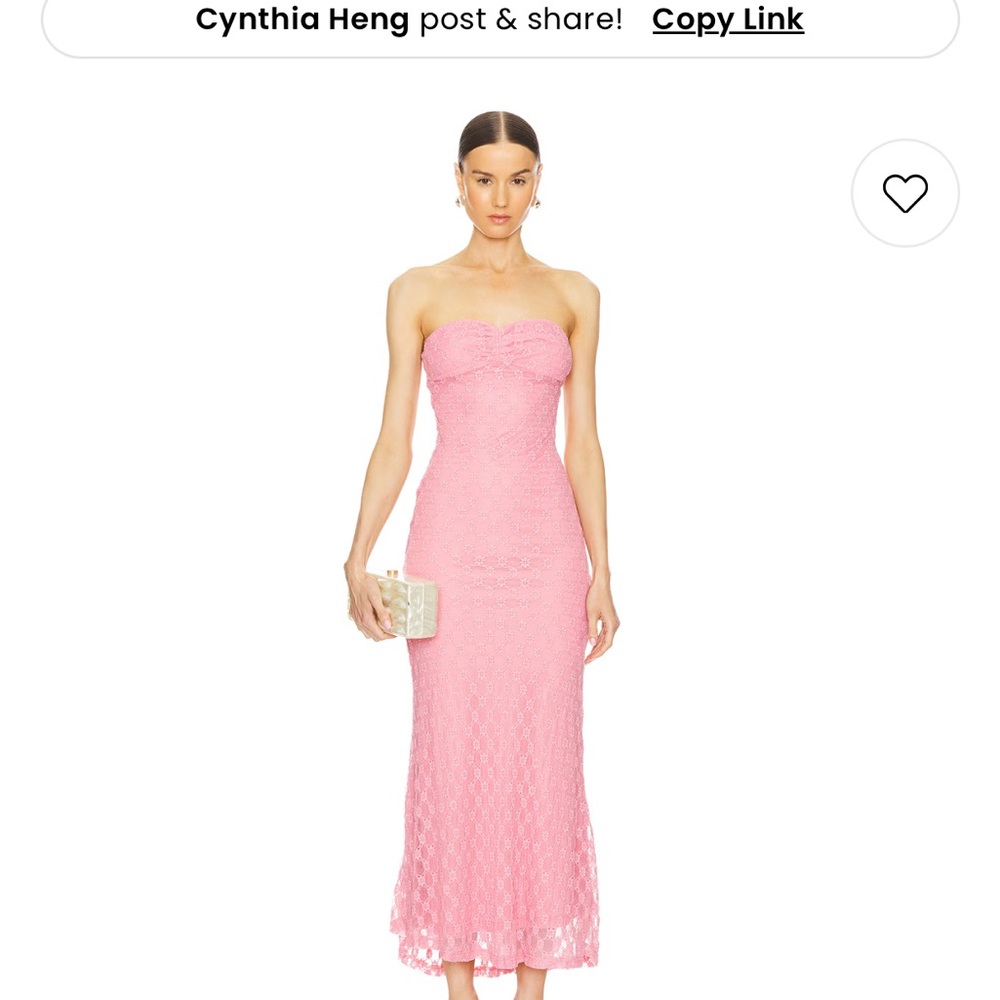 Bardot Strapless Pink Lace Dress